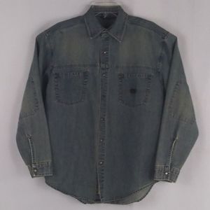 Bugle Boy blue denim long sleeve shirt men size M